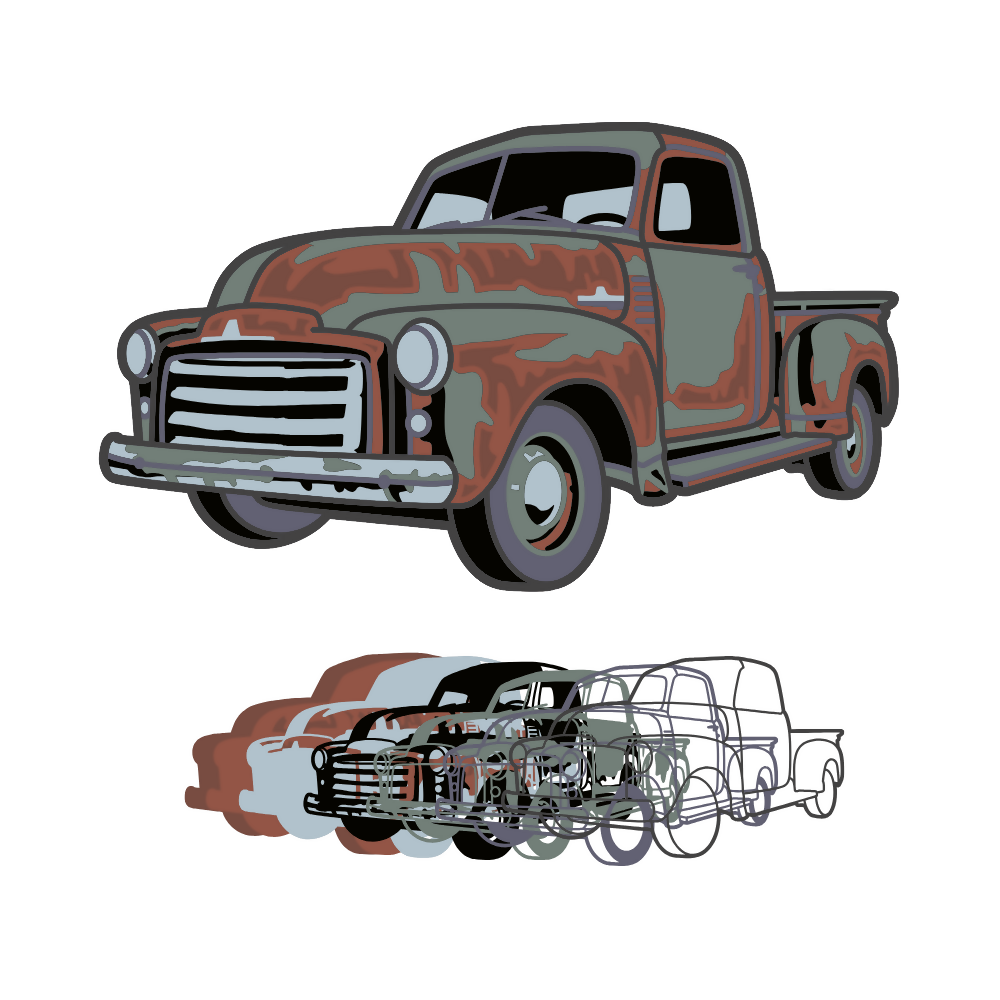 Rusty Truck - Layered Line Designs - Digital File Digital My Custom Designs ZIP File