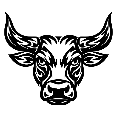 Tribal Cow Head Design - Vector Graphics - Digital File