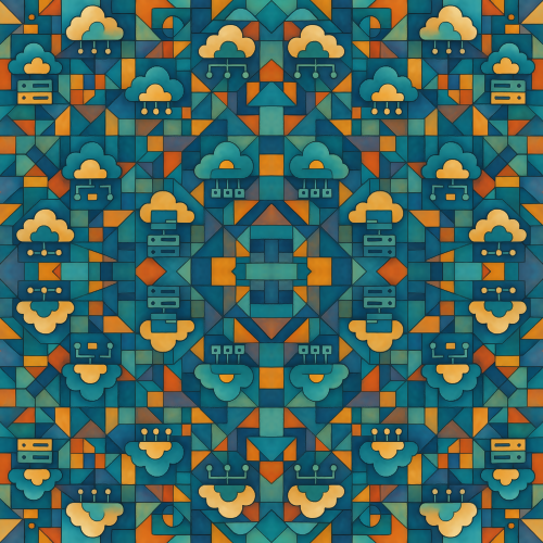 Technology and Digital - Cubist Cloud Computing Clusters In Shifting Colors - Pattern - Digital File Digital My Custom Designs PDF