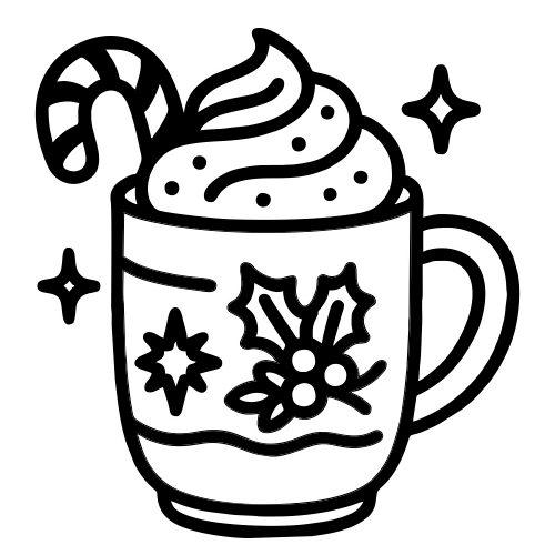 Hot Cocoa Mug with Candy Cane Handle - Digital File - XCS Friendly Digital My Custom Designs PDF