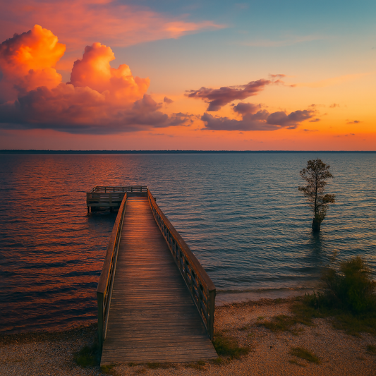 Reflection Pier at Lake Drummond - Great Dismal Swamp National Wildlife Refuge - Virginia United States Digital My Custom Designs PDF