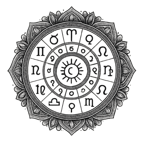 Art & Aesthetics Zodiac Mandala - T Shirt Design - Digital File Digital My Custom Designs 300 DPI PNG