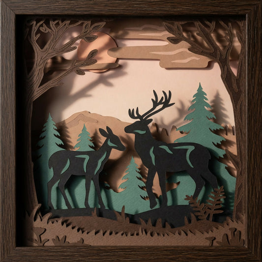 Layered Line Design - Nature Scene Deer - Nature - Digital File Digital My Custom Designs ZIP File