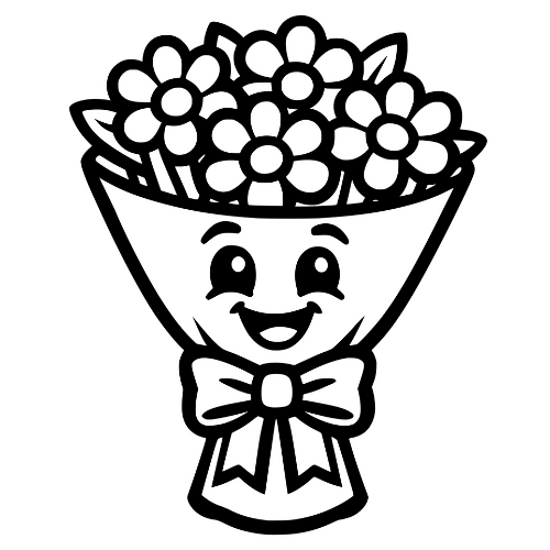 Cartoon Bouquet Smiling - Digital File - XCS Friendly Digital My Custom Designs PDF