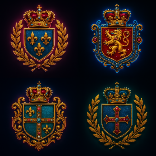 Luxury and Ornamental - Bejeweled Royal Crests With Neon Backlighting - Pattern - Digital File Digital My Custom Designs PDF
