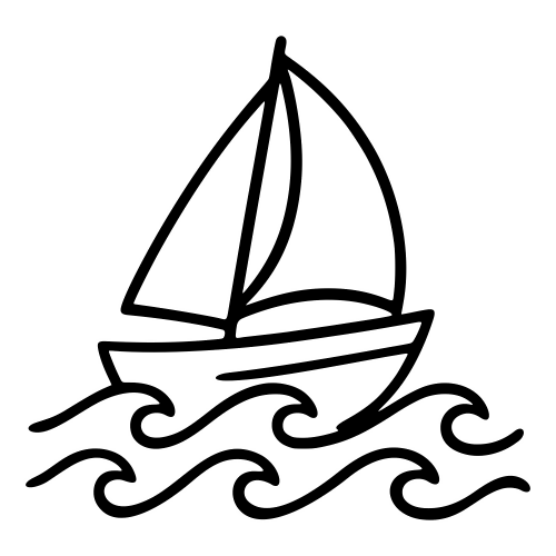 Sail with Waves Illustration - Digital File - XCS Friendly Digital My Custom Designs PDF