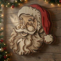 Santa Claus Head - Christmas - Layered Line Design - Digital file - ZIP File - Digital