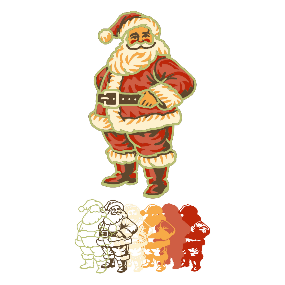 Santa Clause - Layered Line Designs - Digital File Digital My Custom Designs