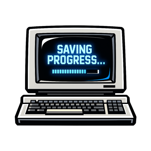 Saving Progress on Retro Computer - Pop Culture & Fandom - T Shirt Designs - Digital File Digital My Custom Designs 300 DPI PNG