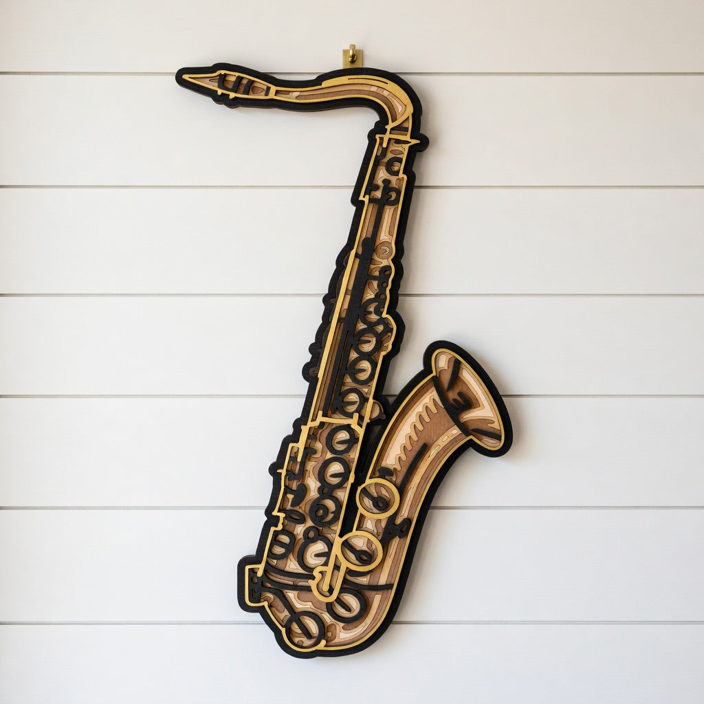 Saxophone - Layered Line Designs - Vehicle - Digital File - ZIP File - Digital