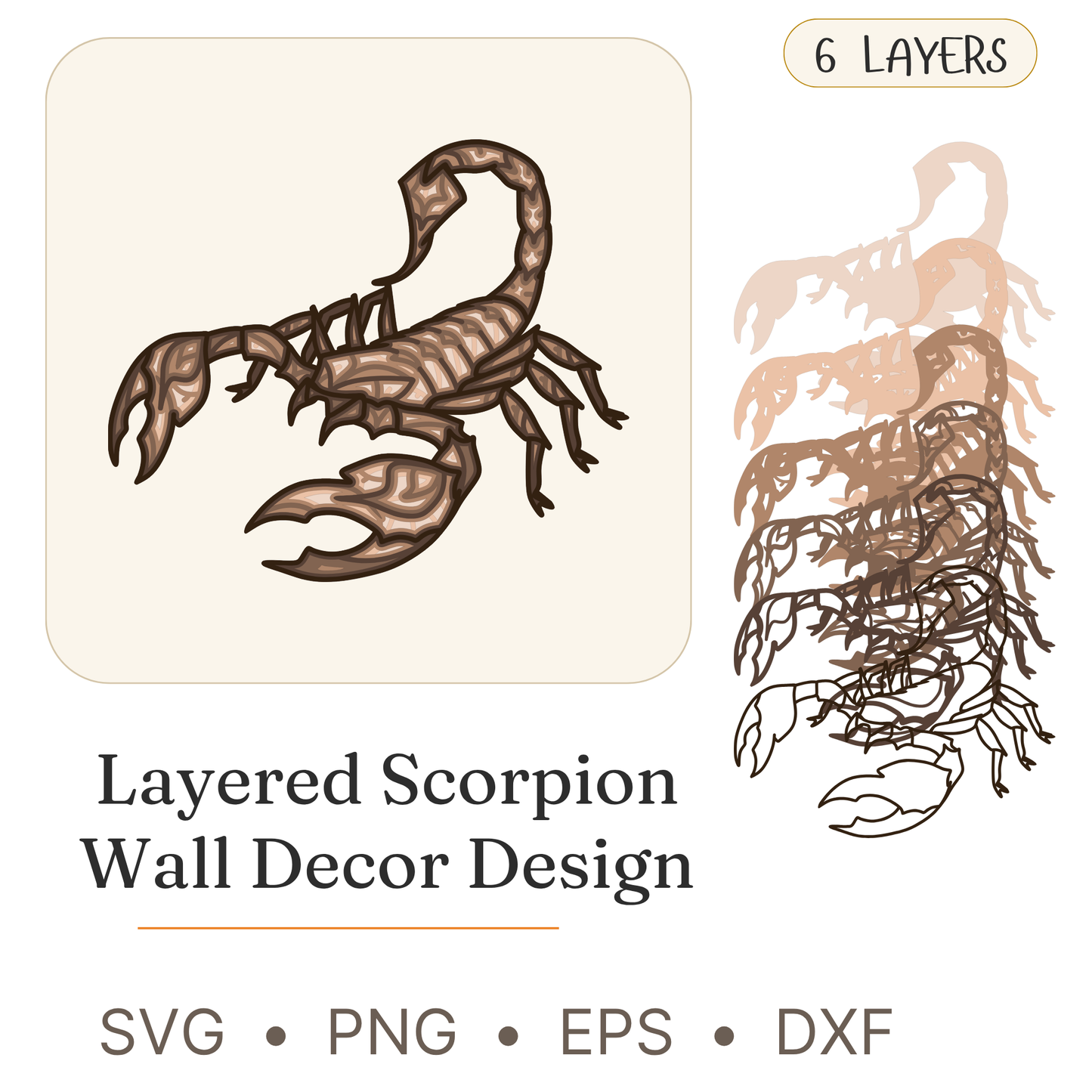 Scorpion - Arachnids - Layered Line Design - Digital File - ZIP File - Digital