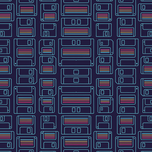 Gaming and Pop Culture - Retro Floppy Disks With Gradient Neon Stripes - Pattern - Digital File Digital My Custom Designs PDF