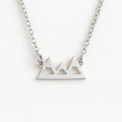 Silver & Gold Metal Mountain Peak View Pendant Necklace