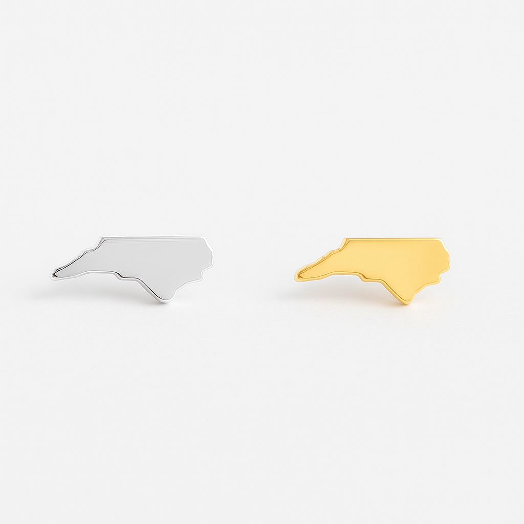 Silver & Gold North Carolina Stud Earrings Jewelry My Custom Designs