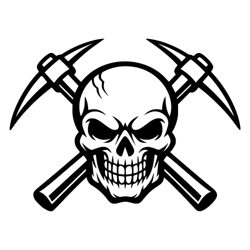 Skull with Crossed Pickaxes Design - Vector Graphics - Digital File Digital My Custom Designs PDF