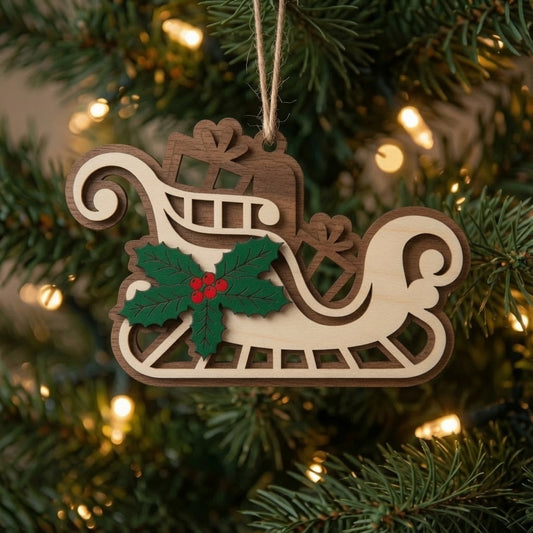 Sled Layered Christmas Ornament - Digital File - SVG - Digital