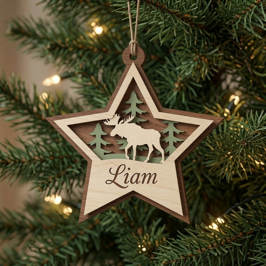Snow Moose Christmas Ornament With Nameplate - Digital File - SVG - Digital