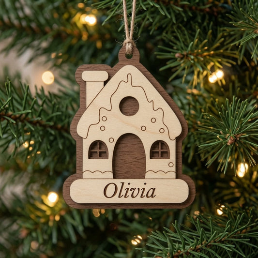 Snow Topped Home Ornament with Nameplate - Digital File - SVG - Digital