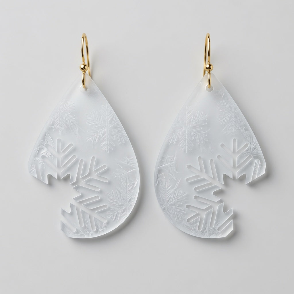 Snowflake Bite Cutout Earrings Design - Digital File - SVG - Digital