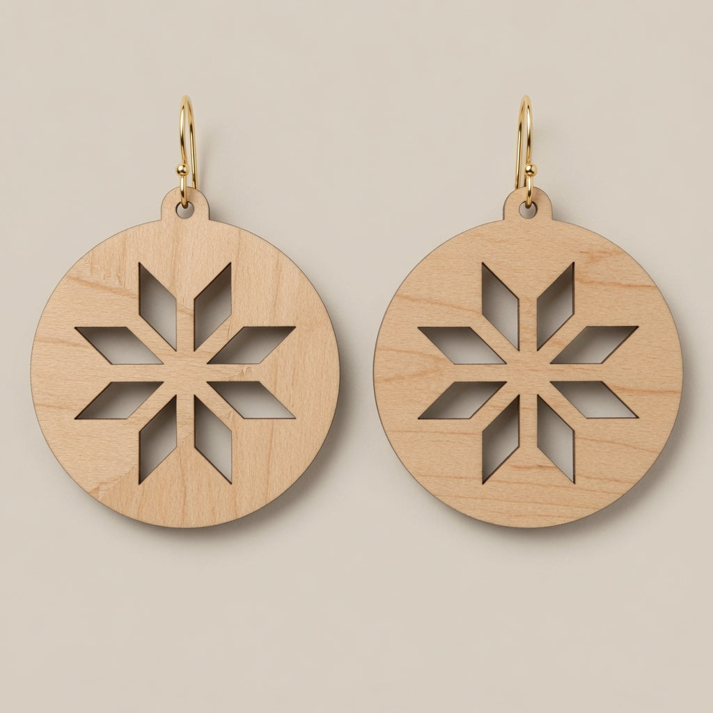 Snowflake Circle Cutout Earrings Design - Digital File - SVG - Digital