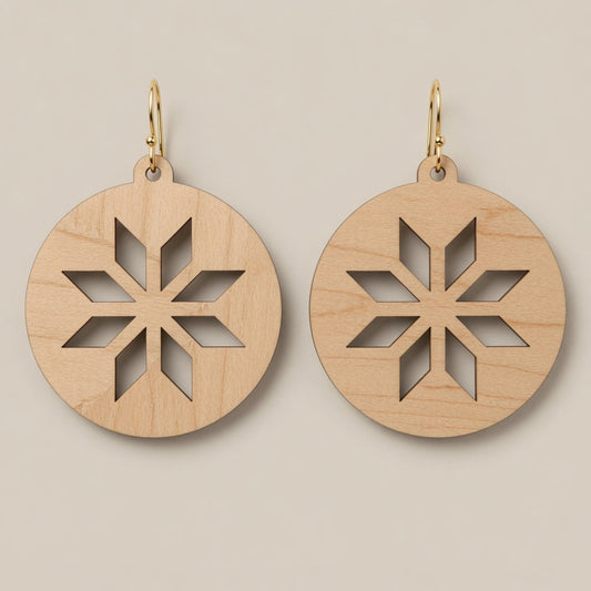 Snowflake Circle Cutout Earrings Design - Digital File - SVG - Digital