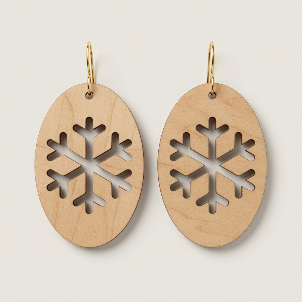 Snowflake Oval Cutout Earrings Design - Digital File - SVG - Digital