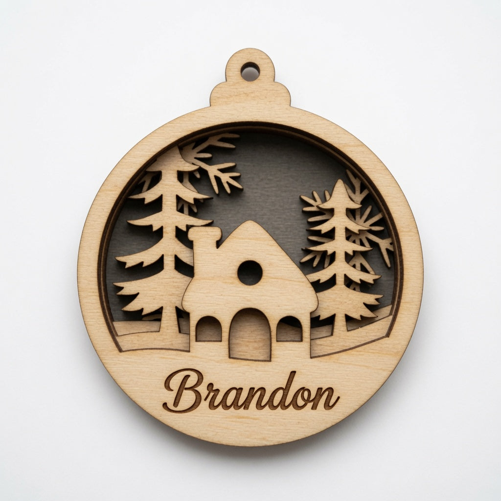 Snowy Home Ornament With Nameplate - Digital File - SVG - Digital