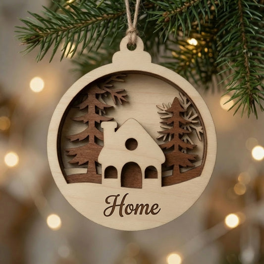 Snowy Home Ornament With Nameplate - Digital File - SVG - Digital