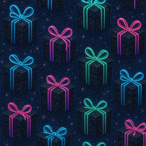 Holiday and Seasonal - Starry Midnight Gift Boxes With Neon Ribbons - Pattern - Digital File Digital My Custom Designs PDF