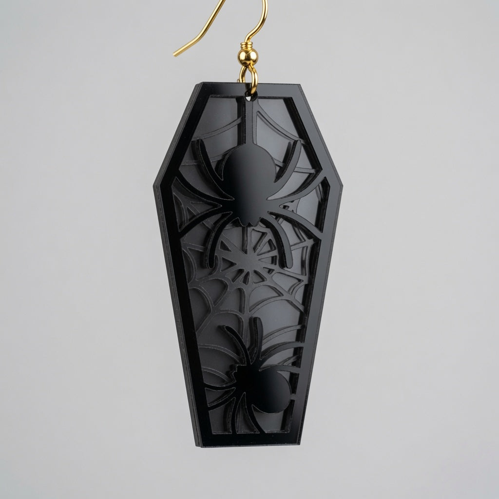 Spider Coffin Layered Keychain Earring Design - My Custom Designs - SVG - Digital