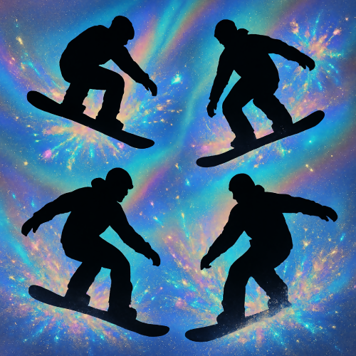 Sports and Active Lifestyle - Snowboard Silhouettes With Holographic Snow Flares - Pattern - Digital File Digital My Custom Designs PDF