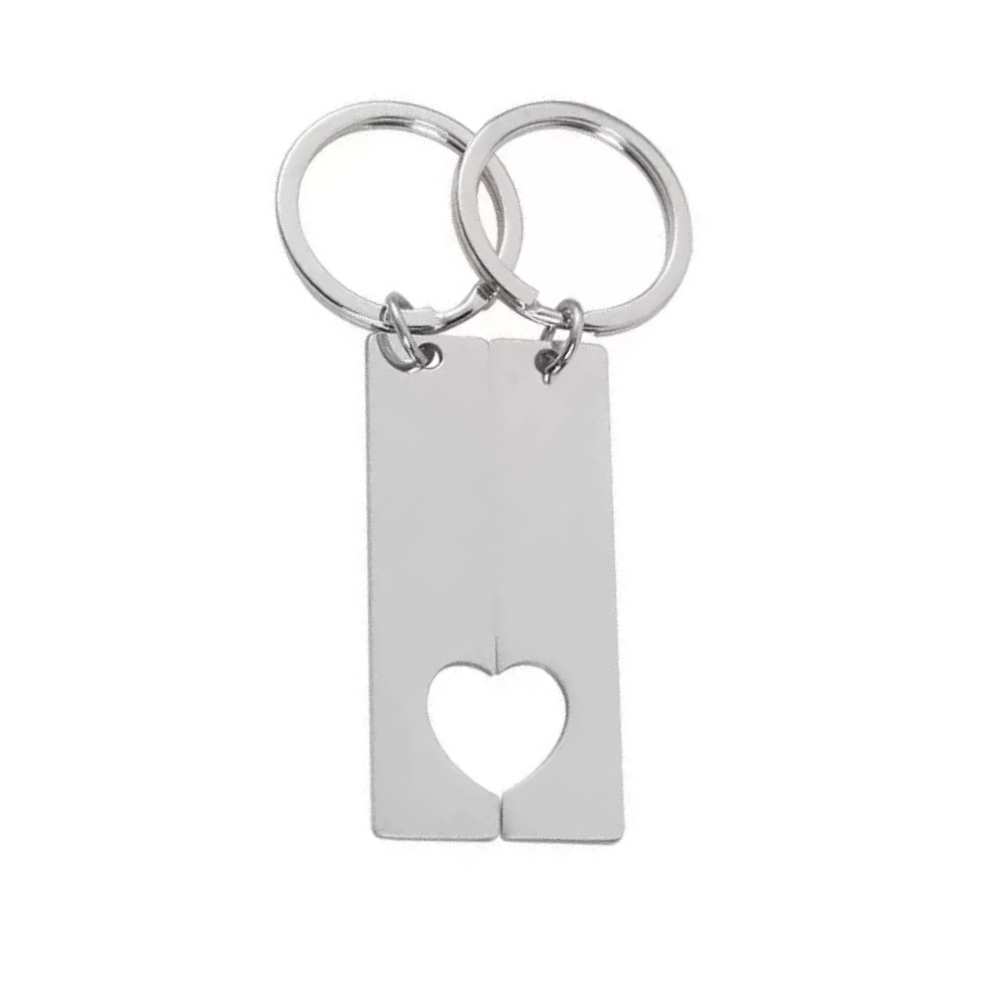 Stainless Steel Multicolor Heart-Cut Out Keychain Set - Seller Supplies My Custom Designs Silver