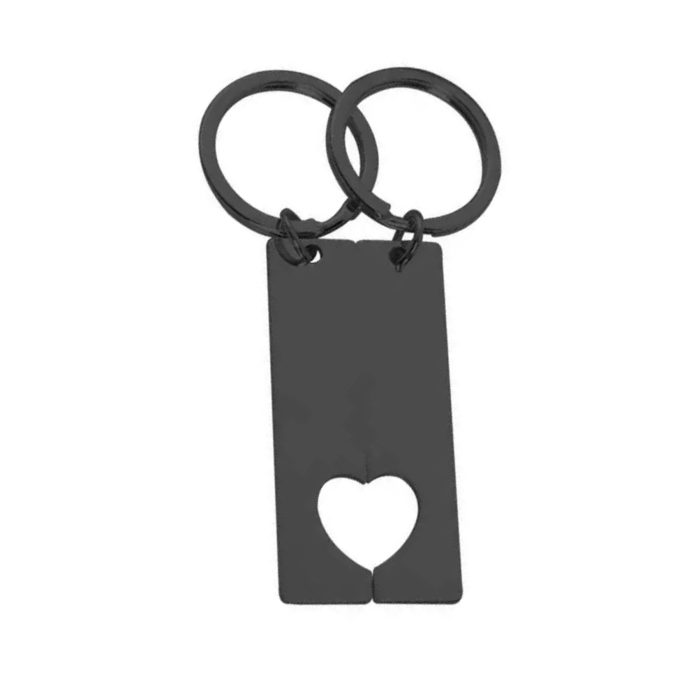 Stainless Steel Multicolor Heart-Cut Out Keychain Set - Seller Supplies My Custom Designs Black
