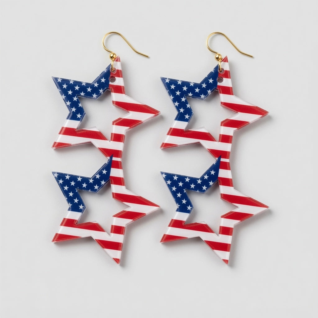 Stars & Stripes - 4th Of July Keychain / Earrings - Digital File - SVG - Digital