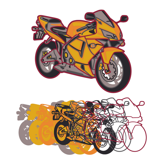 Street Bike - Layered Line Designs - Vehicle - Digital File Digital My Custom Designs ZIP File