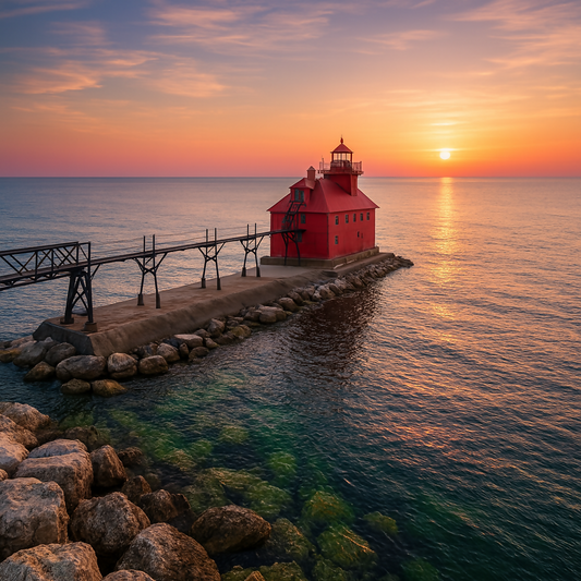 Sturgeon Bay Ship Canal North Pierhead Light - Door County - Wisconsin United States - Rendered - Digital File Digital My Custom Designs PDF
