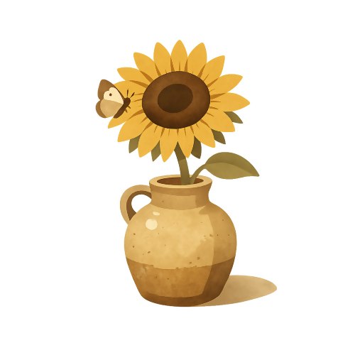 Sunflower with Butterfly - Art & Aesthetics - T Shirt Designs - Digital File Digital My Custom Designs 300 DPI PNG