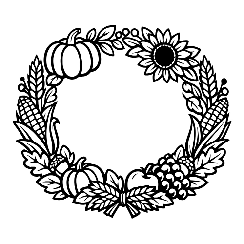 Harvest Blessings Wreath - Vector Graphics - Digital File Digital My Custom Designs PDF