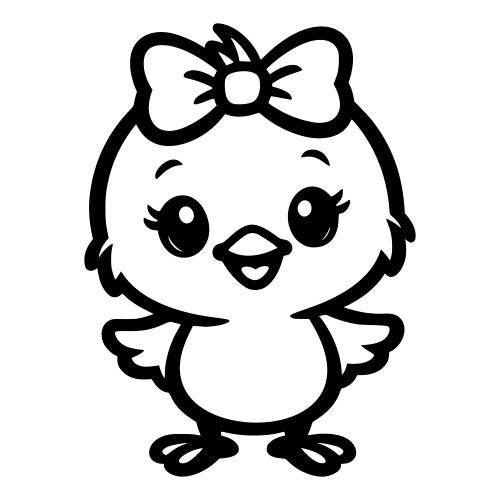 Cartoon Chick with Bow - Vector Graphics - Digital File Digital My Custom Designs PDF