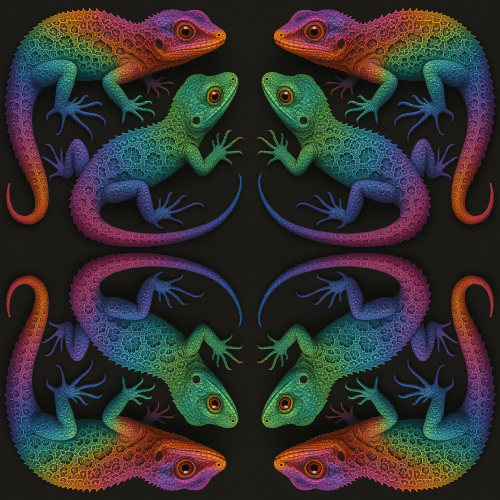 Animal and Wildlife - Gradient Lizards With Fractal Scales - Pattern - Digital File Digital My Custom Designs PDF
