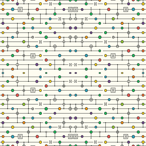 Technology and Digital - Quantum Circuit Diagrams With Rainbow Nodes - Pattern - Digital File Digital My Custom Designs PDF