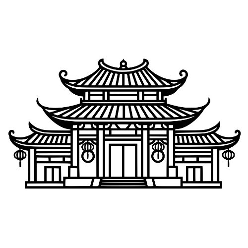 Chinese Temple Sketch - Digital File - XCS Friendly Digital My Custom Designs PDF
