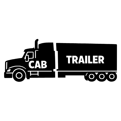 Truck Silhouette Split Cab Trailer Labeled Design - Vector Graphics - Digital File