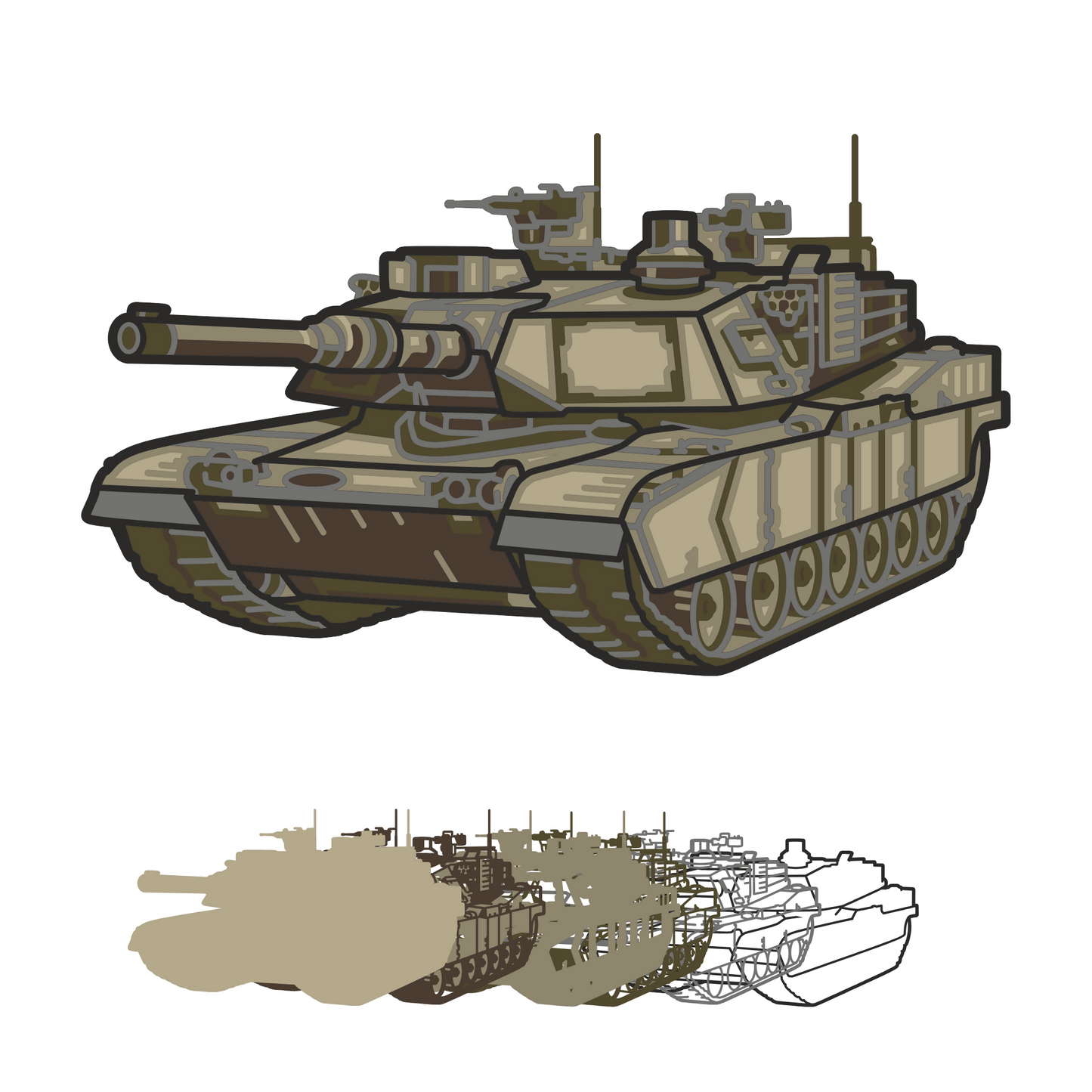 Tank - Layered Line Design - Digital File Digital My Custom Designs ZIP File