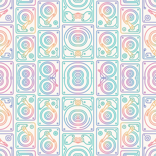 Technology and Digital - Stylized Hard Drive Platters In Rainbow Gradients - Pattern - Digital File Digital My Custom Designs PDF