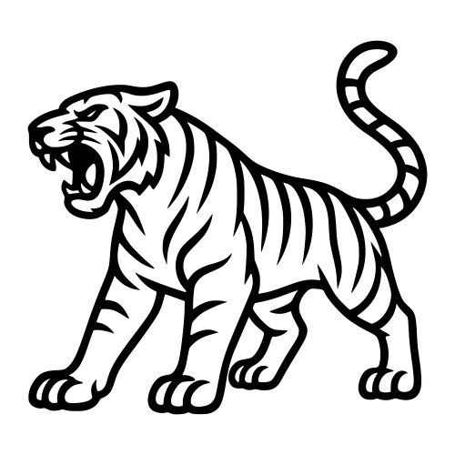 Tiger Outline Roaring - Digital File - XCS Friendly Digital My Custom Designs PDF