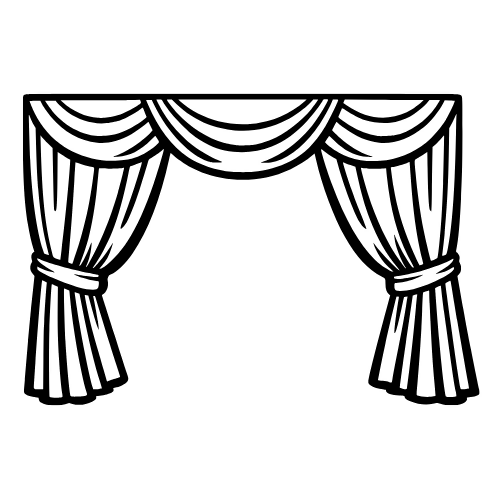 Stage Curtain Outline - Vector Graphics - Digital File