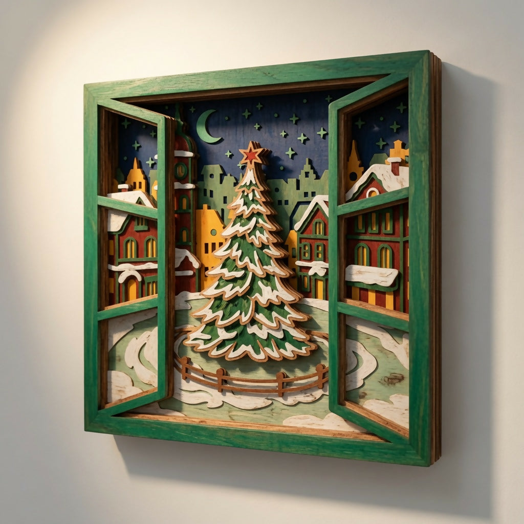 Town Center Tree - Christmas - Layered Line Design - Digital File - ZIP File - Digital