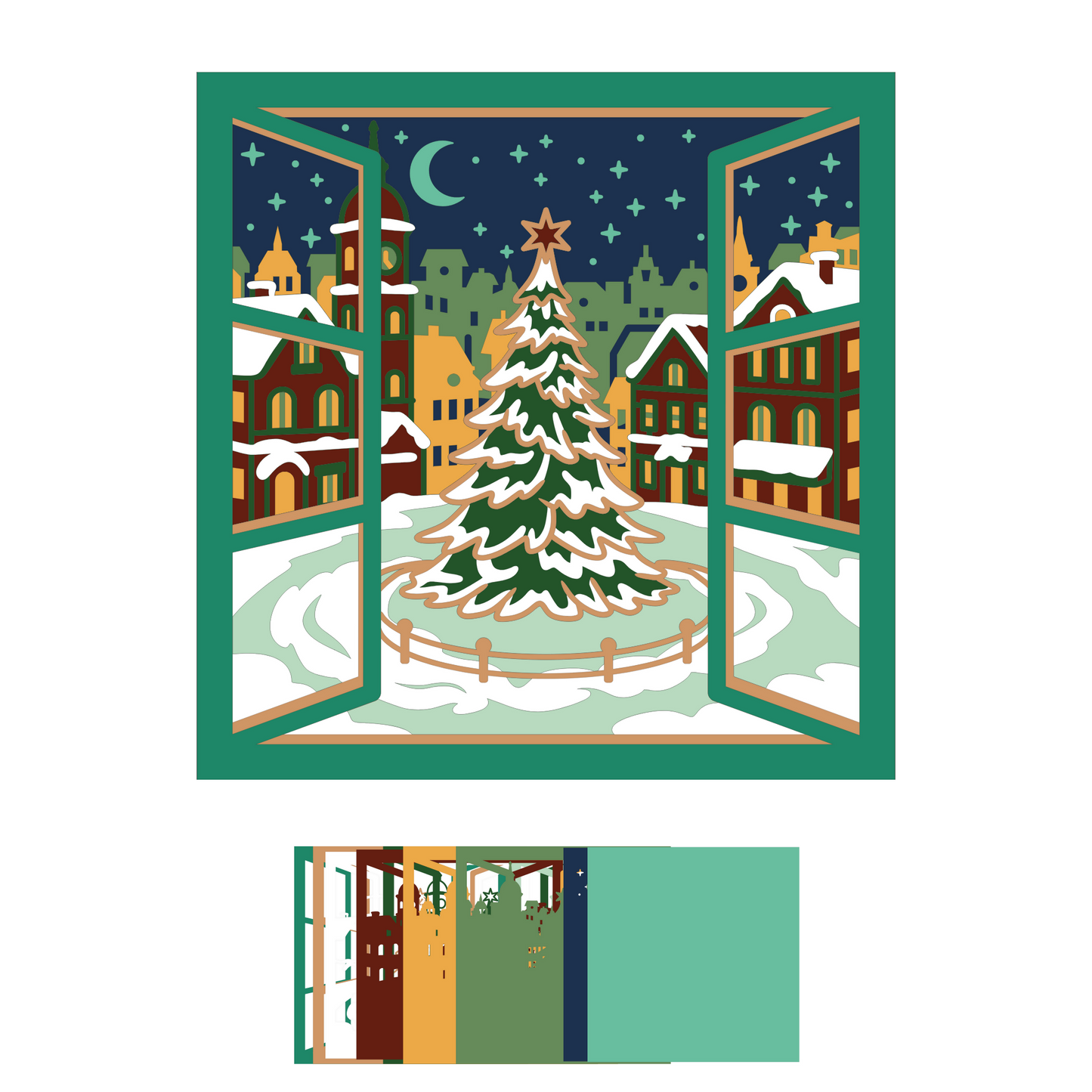 Town Center Tree - Christmas - Layered Line Design - Digital File - ZIP File - Digital