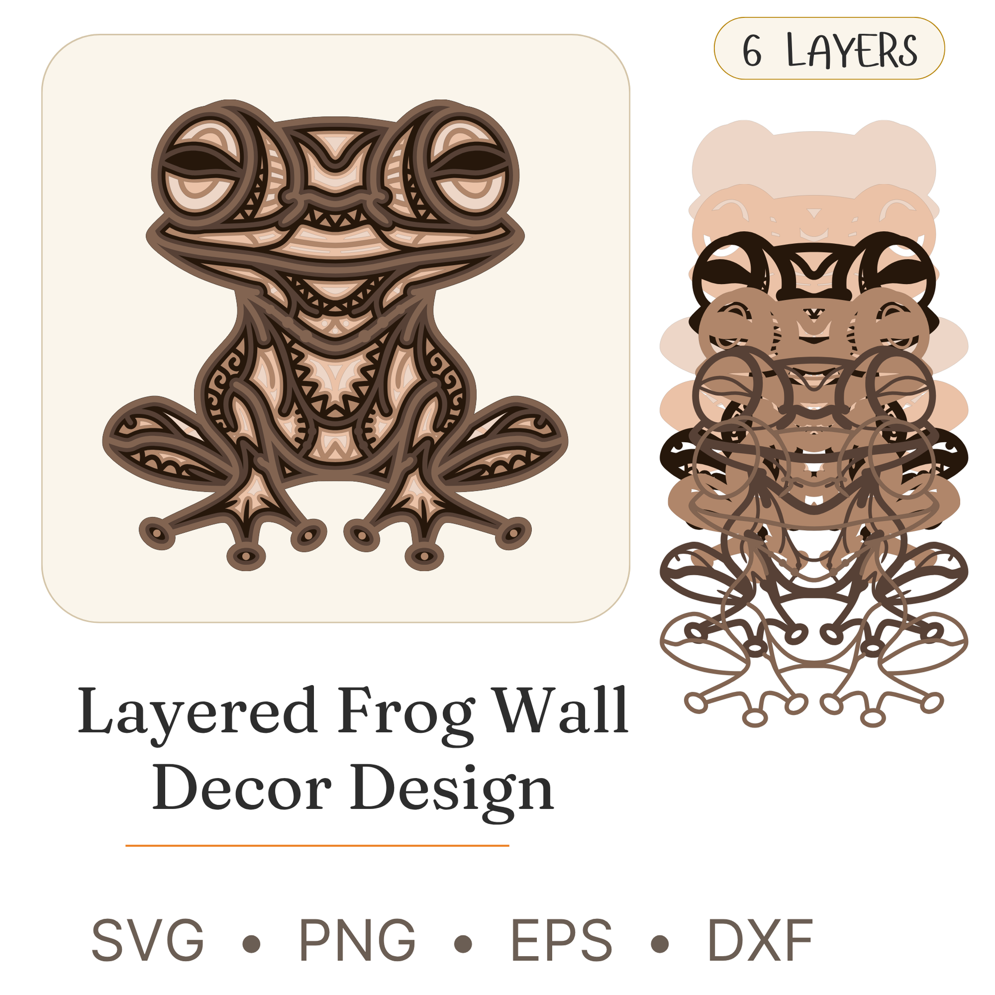 Tree Frog - Animals & Reptiles - Layered Line Designs - Digital File - ZIP File - Digital